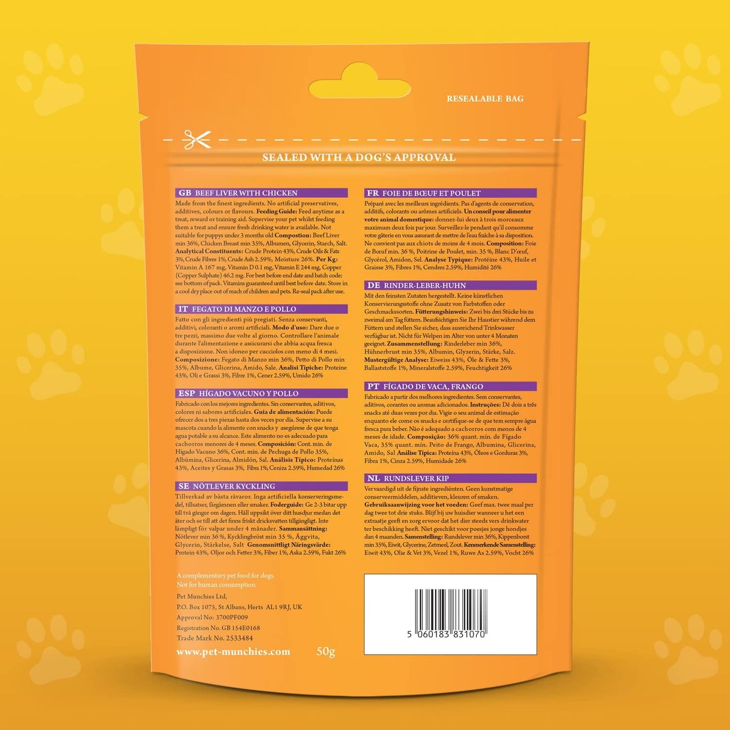 Pet Munchies Liver & Chicken Training Treats 50g