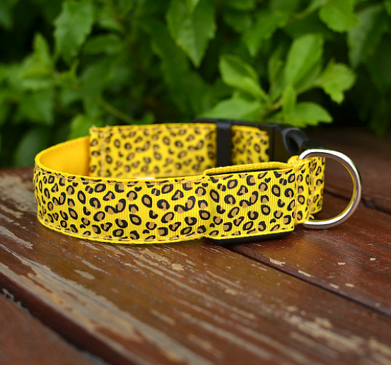 LED Nylon Leopard Pet Collar