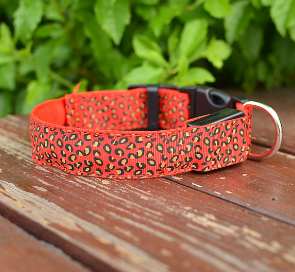 LED Nylon Leopard Pet Collar