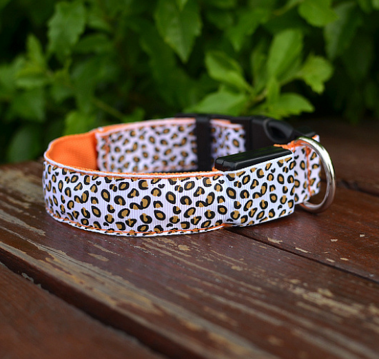 LED Nylon Leopard Pet Collar