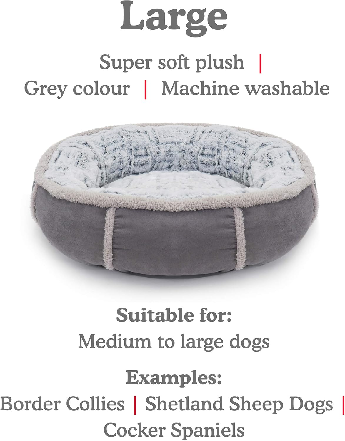 Deep Plush Donut Dog Bed, 27”