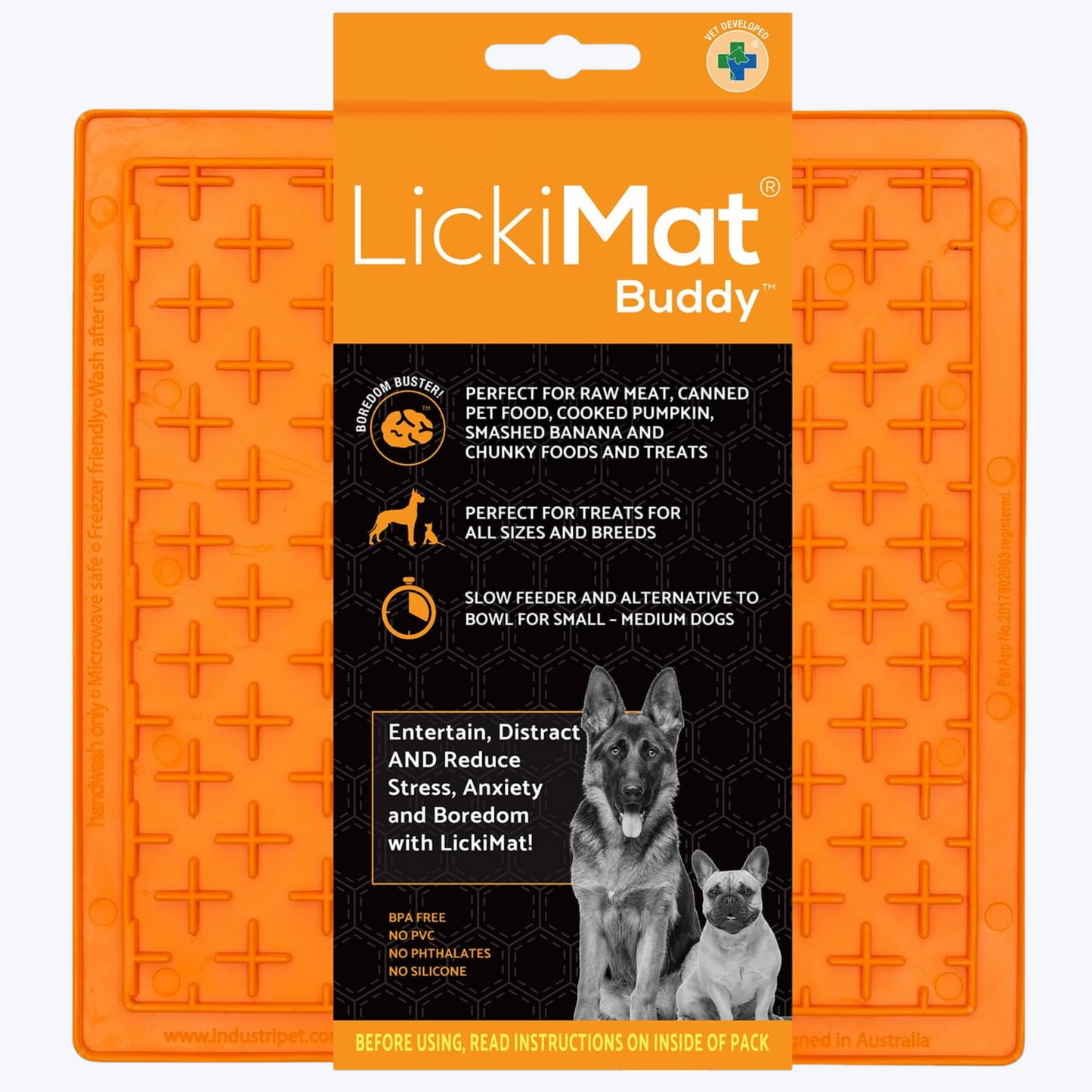 Lickimat Buddy Dog Treat Mat Orange 20cm