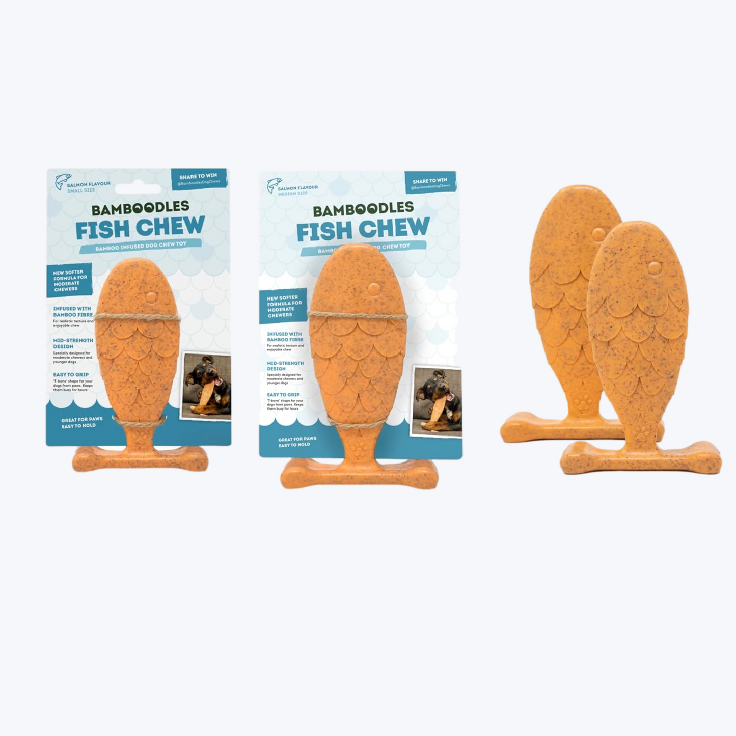 Bamboodles Fish Dog Chew - Salmon Medium 7"