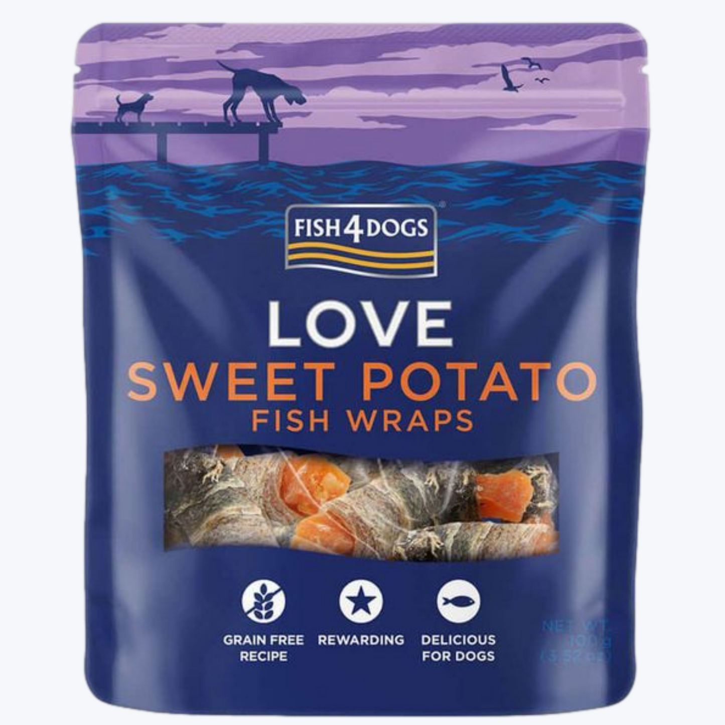 Fish 4 Dogs Love Sweet Potato Fish Wraps 100g